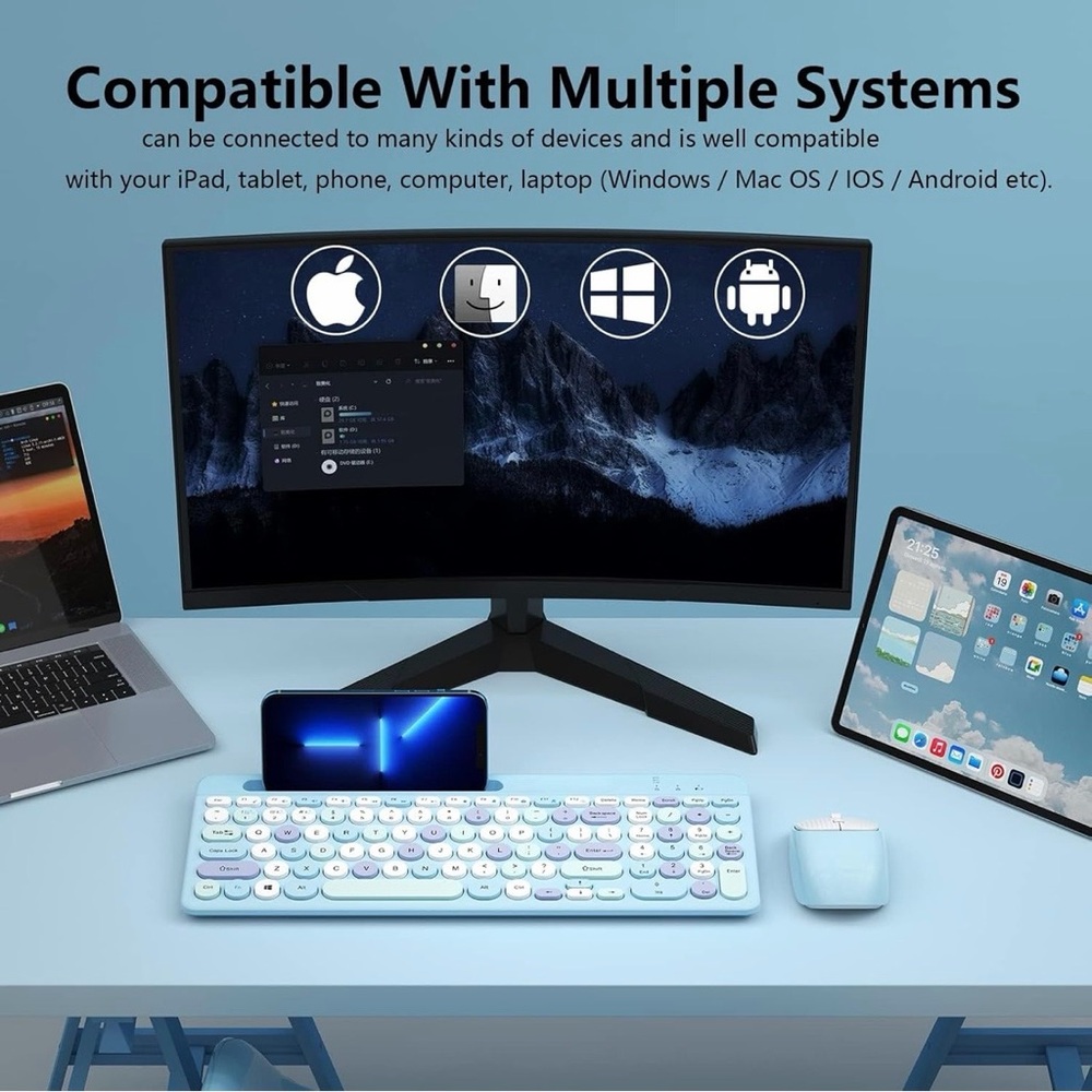 Wireless Pastel Keyboard and Mouse Set - Picture 4 of 14